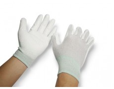 Găng tay phủ PU lòng màu xám Size M (Viền xanh)